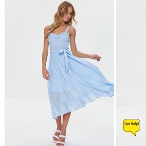 Belted Ruffled Midi Dress